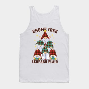 Gnome Tree - Leopard Plaid Christmas Tank Top